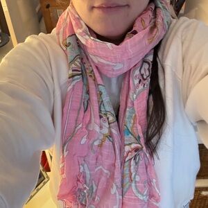 Pink Floral Scarf